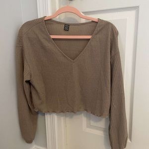womens brown crop sweater